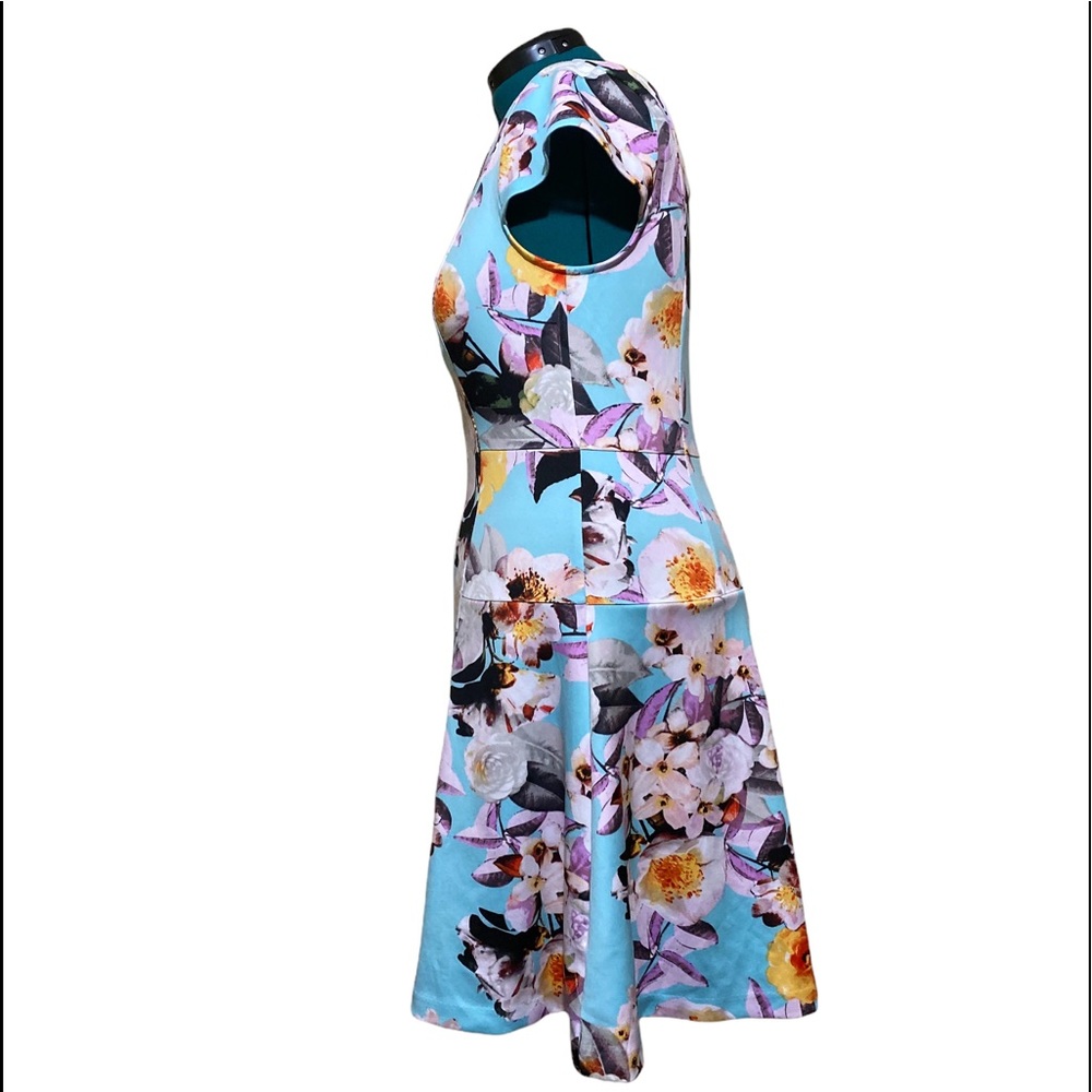Worthington Size 14 Aqua Blue Floral Dress - Picture 2 of 5